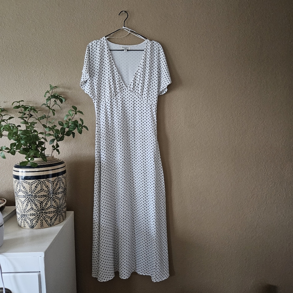 Brave Soul London Polka Dot Dress, Medium | White & Black
